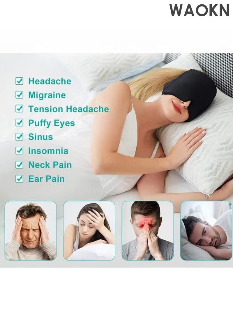 WAOKN All-inclusive Sleep Eye Mask, Multi-functional Warm and Cool Dual-sense Eye Mask and Ear Mask, Light-blocking and Noise-reducing Student Nap, Office and Travel Sleeping Tool (Black) - Image 2