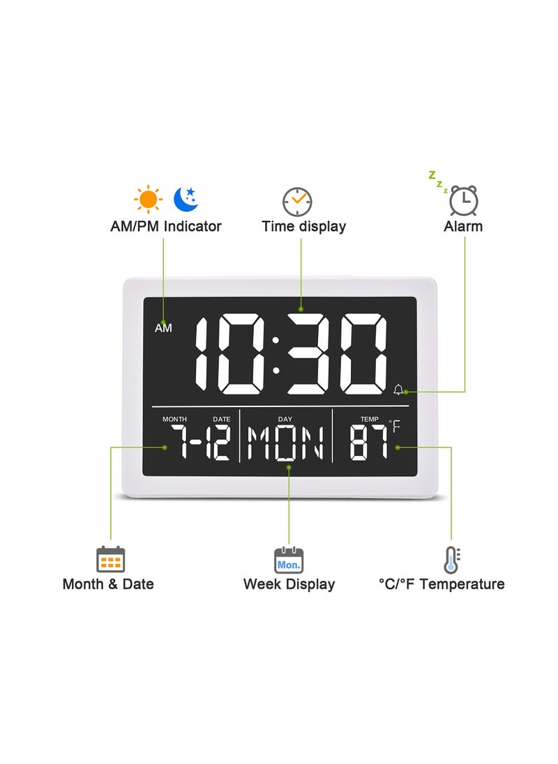 5.5" LED Digital Alarm Clock with Large Display, Date, Time, and Temperature, 12/24H Format, Sleep Function, 6 Brightness Levels, Perfect for Bedroom, Living Room, and Home Office.
