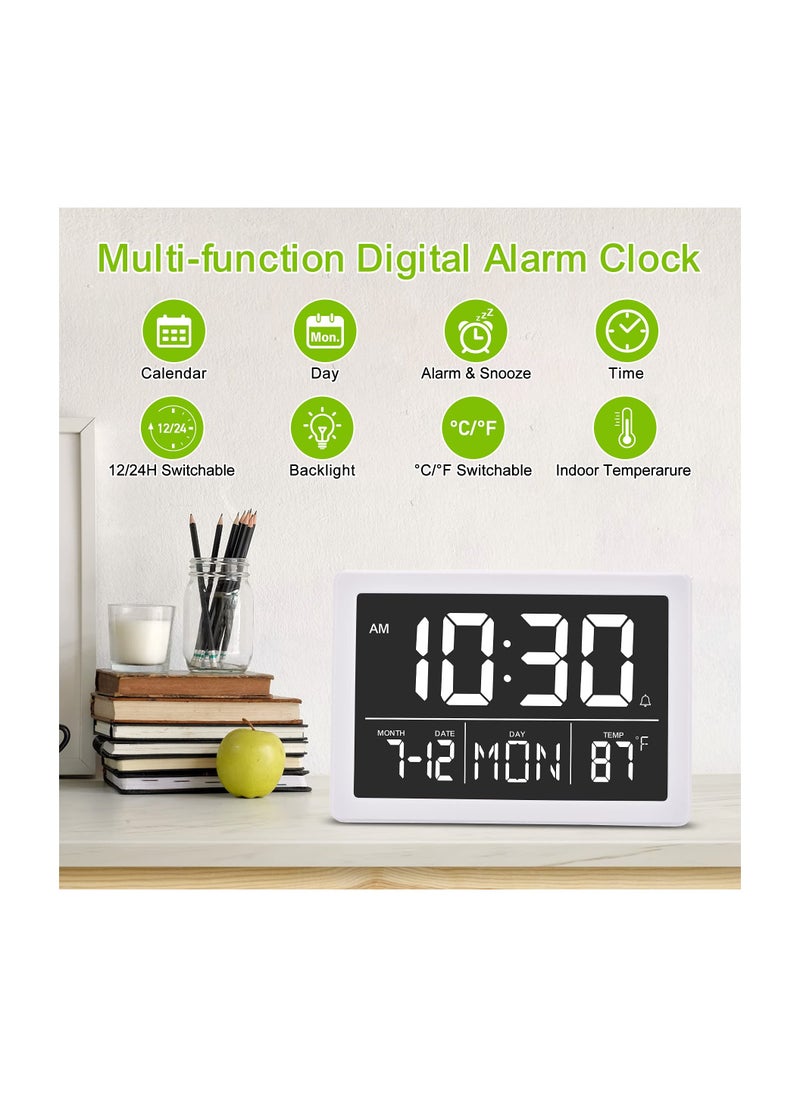5.5" LED Digital Alarm Clock with Large Display, Date, Time, and Temperature, 12/24H Format, Sleep Function, 6 Brightness Levels, Perfect for Bedroom, Living Room, and Home Office.