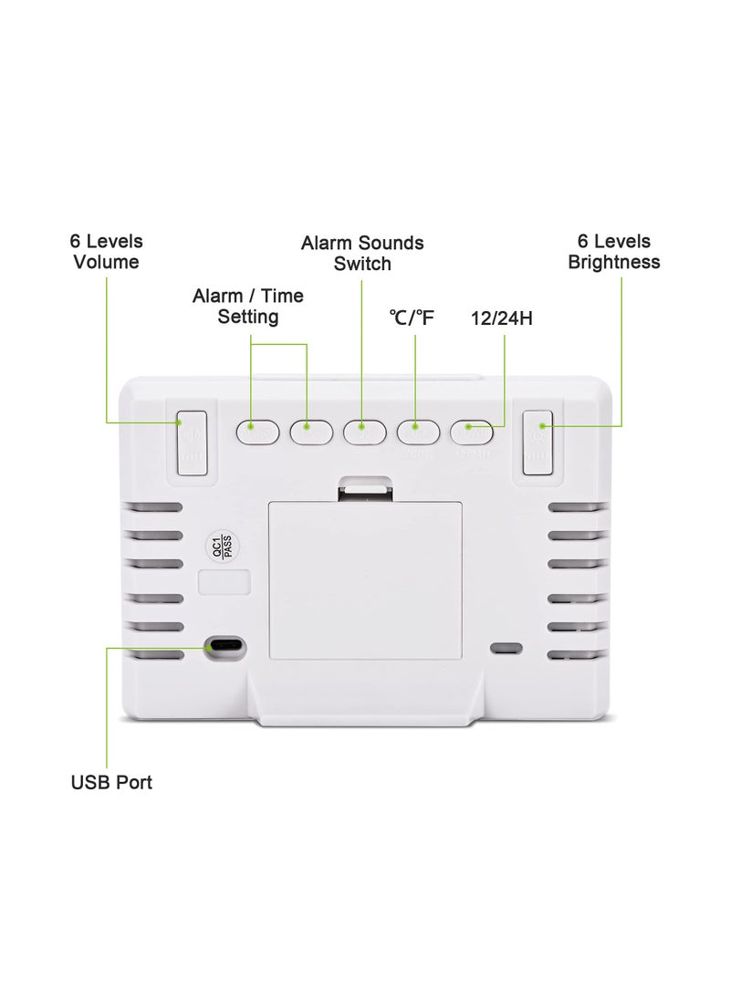 5.5" LED Digital Alarm Clock with Large Display, Date, Time, and Temperature, 12/24H Format, Sleep Function, 6 Brightness Levels, Perfect for Bedroom, Living Room, and Home Office.