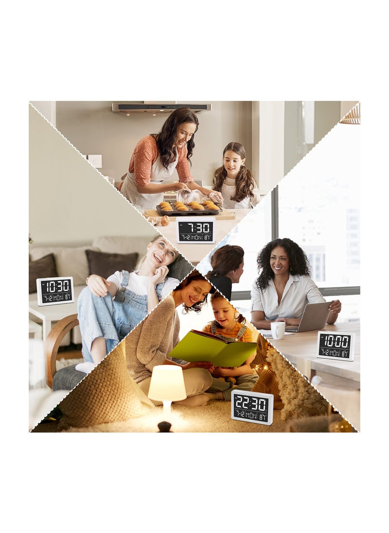 5.5" LED Digital Alarm Clock with Large Display, Date, Time, and Temperature, 12/24H Format, Sleep Function, 6 Brightness Levels, Perfect for Bedroom, Living Room, and Home Office.