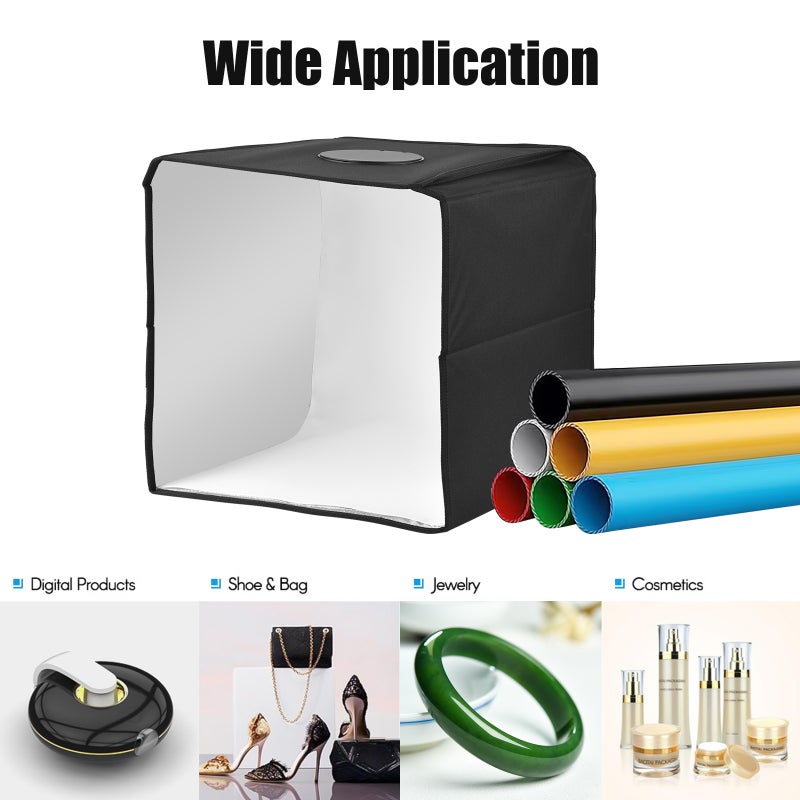 30 X 30cm/ 11.8 * 11.8inch Portable Mini Photography Light Box Integrated Professional Light Tent with 6 Backdrops USB Power Supply for Studio Product Photography - Image 4