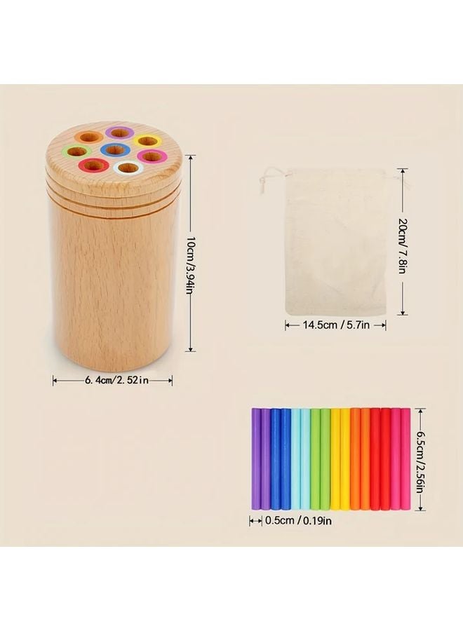 Colorful Wooden Rainbow Sorting Cup Sensory Learning Toy For Hand Eye Coordination - Image 3