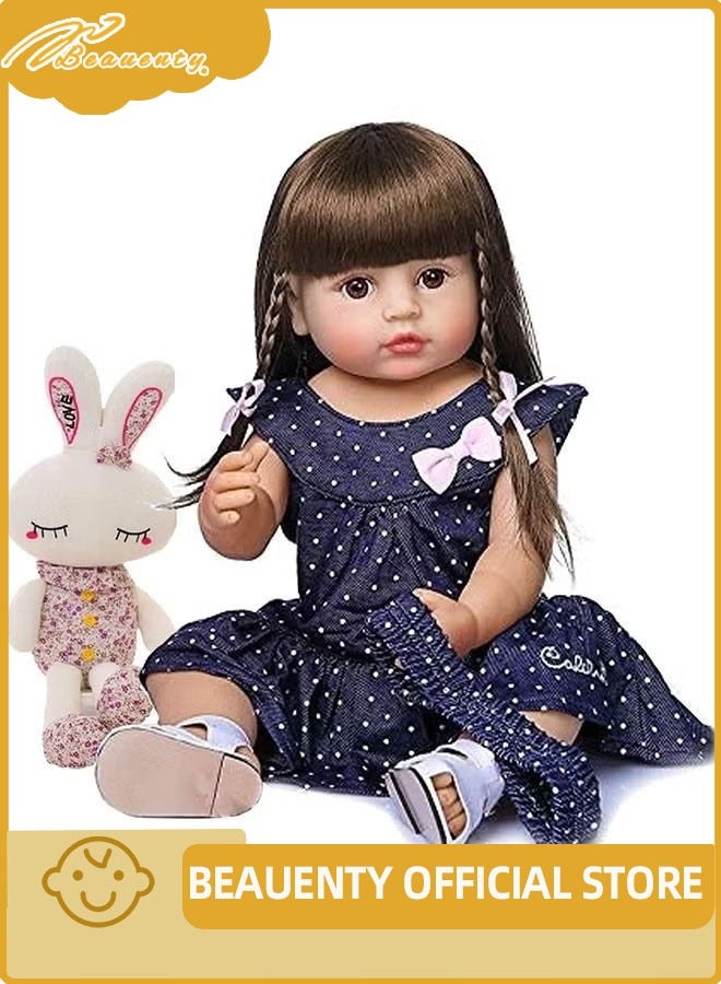 Beauenty Reborn Baby Doll 22 inch Realistic Newborn Baby Dolls - Lifelike Weighted with Soft Silicone Doll Girls with Plush Toy & Doll Clothes for Age 3+ (B) - Image 1