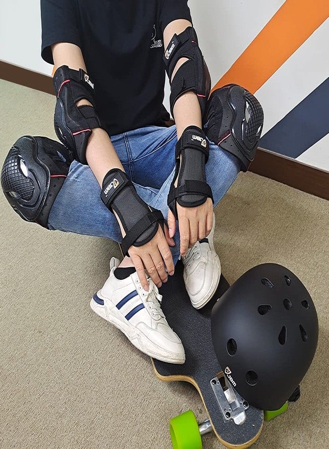 JBM Adult & Kid Skating Protective Gear Set Sktaeboard Helmet Knee and Elbow Pads with Wrist Guards for Inline Roller Skating, Scooter, Skateboarding - Image 2