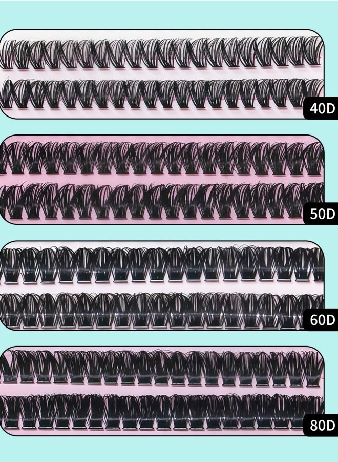 رموش جيمورو لتقوم بها بنفسك لاش تمديد عدة ، 560 قطعة العنقودية جلدة 40 د 50 د 60 د 80 د ، 9-16 مللي متر مع السندات وختم ، لاش مزيل ، الملقط و 10 فرش ، في المنزل صالون نمط رمش ملحقات - Image 5