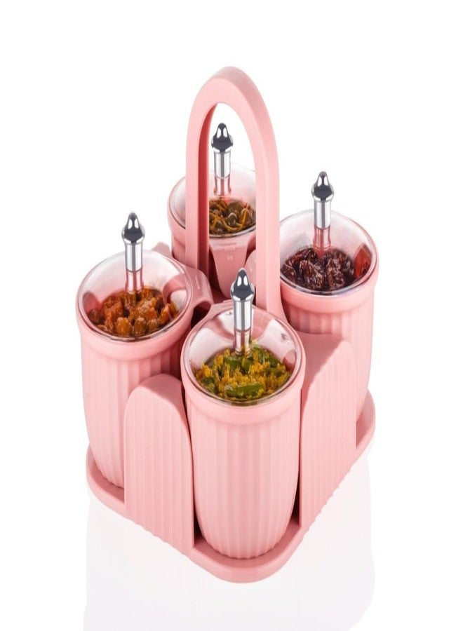 SWEEVAN Multipurpose Spice Rack - Multipurpose Plastic Dry Fruit Box Jar Set Aachar Pickle Container Mukhwas Tray Dining Spice Stand, Chocolate Mouth Freshener Masala Storage(4 Pcs) - Image 1