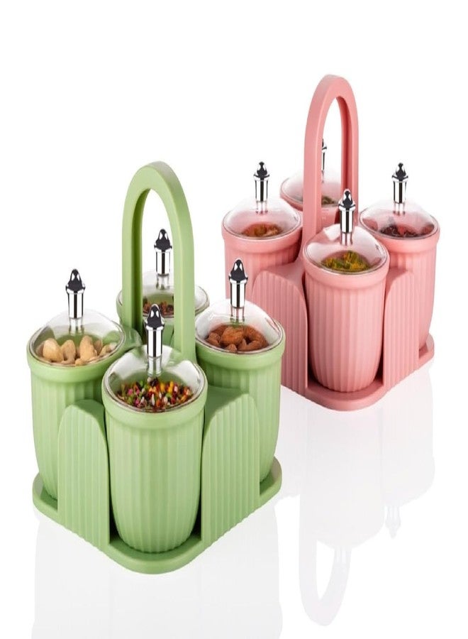 SWEEVAN Multipurpose Spice Rack - Multipurpose Plastic Dry Fruit Box Jar Set Aachar Pickle Container Mukhwas Tray Dining Spice Stand, Chocolate Mouth Freshener Masala Storage(4 Pcs) - Image 4
