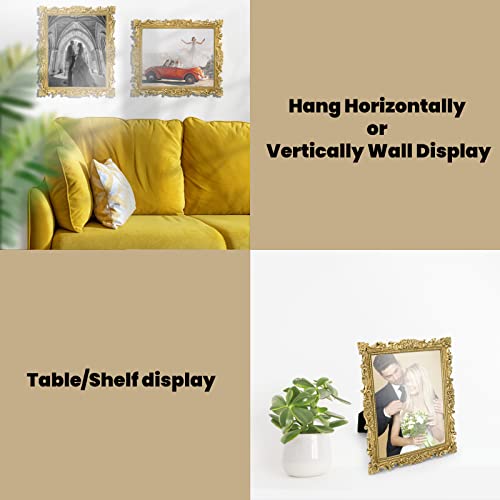 GUOER 8x10 Picture Frames Vintage Photo Frame with Glass Front Antique Picture Frame for Tabletop Wall Hanging (8x10, Shiny Golden) - Image 3