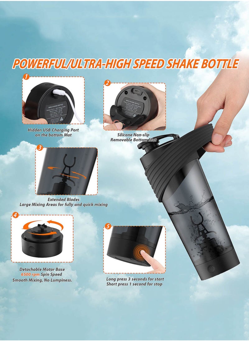 joyzzz Electric Protein Shaker Bottle, USB Rechargeable Blender Bottles, Shaker Bottles for Protein Mixes with BPA Free, Portable Cup for Workout Supplement Juice  - Image 5