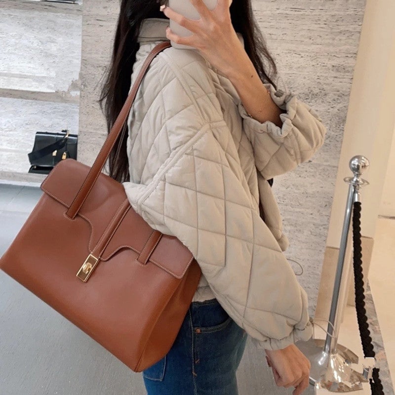 Liu Wen Kaili Bag Soft16 Shoulder Cowhide Tote Bag Portable Underarm Bag - Image 4