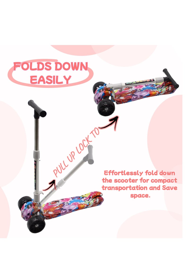 إيزي فيتشور سكوتر ركل للأطفال من إيزي فيوتشر: تصميم قابل للطي، مقبض قابل لضبط الارتفاع، عجلات LED، فرامل خلفية للأعمار من 3 إلى 8 سنوات - Image 3