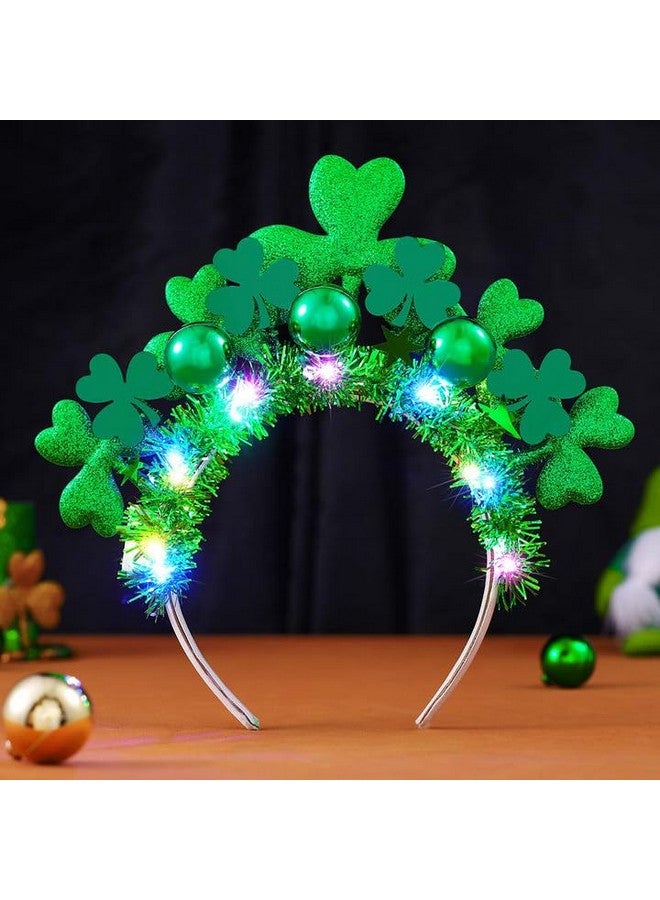 CAKURE Light Up St Patricks Day Headband Green Shamrock Headpiece St Patty'S Day Accessories Party Costume Headwear For Women - Image 1