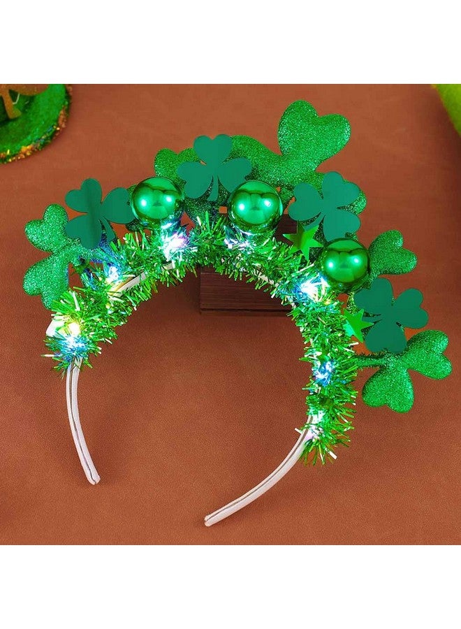 CAKURE Light Up St Patricks Day Headband Green Shamrock Headpiece St Patty'S Day Accessories Party Costume Headwear For Women - Image 2