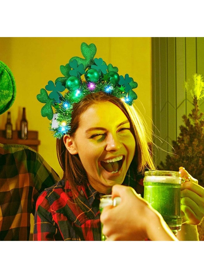 CAKURE Light Up St Patricks Day Headband Green Shamrock Headpiece St Patty'S Day Accessories Party Costume Headwear For Women - Image 3