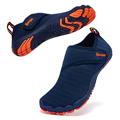 Racqua Boys Water Shoes Kids Lightweight Quick Dry Beach Swim Pool Sport Shoes Barefoot Walking Boating Surfing Aqua Shoes Little Kid Blue/Orange 12 - Image 2