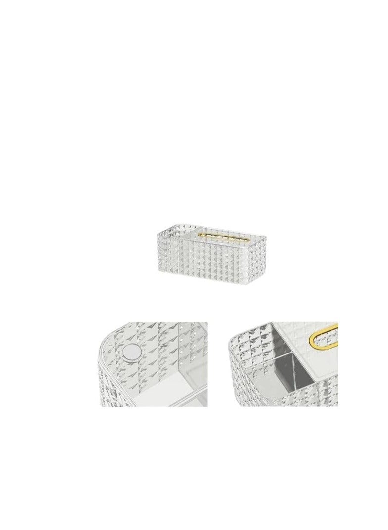 Acrylic Tissue Box Divided with Tissue Lifter - Practical and Stylish Design with 2 Compartments to Organize Remotes, Glasses, or Makeup Tools L (Clear) - Image 4
