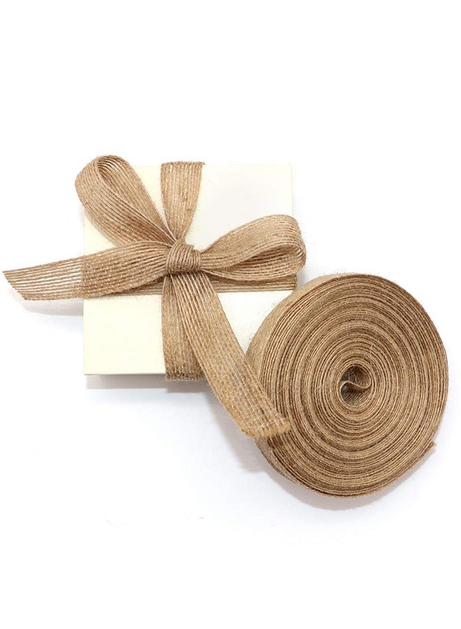 Peachjoy Natural Burlap Fabric Ribbon,Natural Burlap Fabric with Beautiful Burlap Ribbon Wedding Event Party and Home Decoration Long 10M Wide 2cm Each Roll 2 Rolls - Image 2