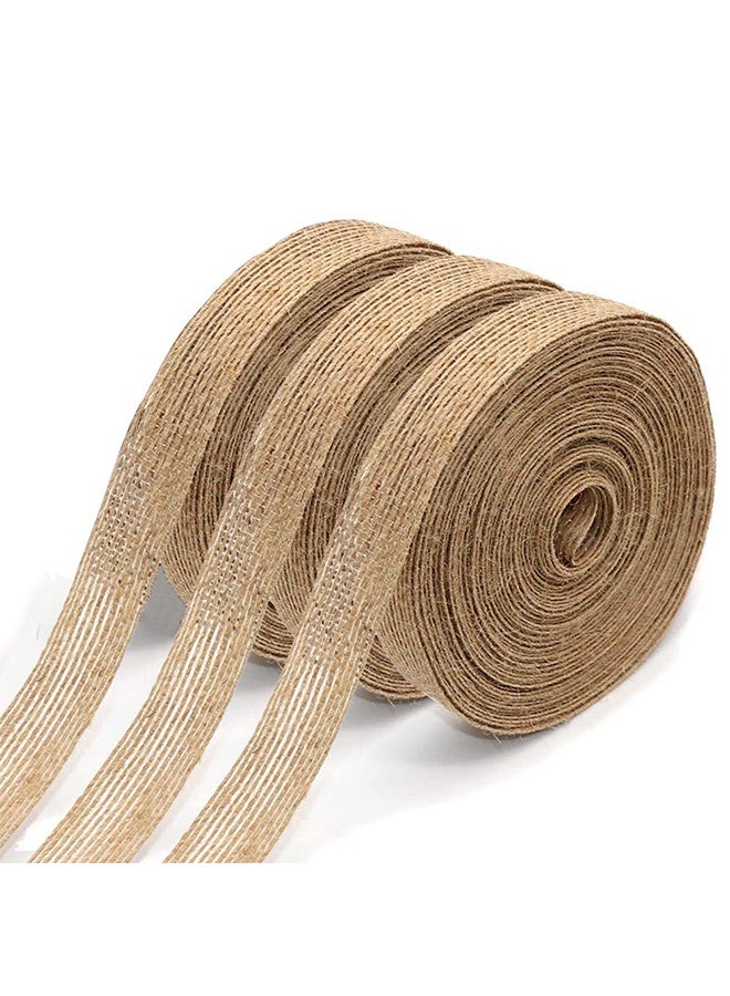 Peachjoy Natural Burlap Fabric Ribbon,Natural Burlap Fabric with Beautiful Burlap Ribbon Wedding Event Party and Home Decoration Long 10M Wide 2cm Each Roll 2 Rolls - Image 1