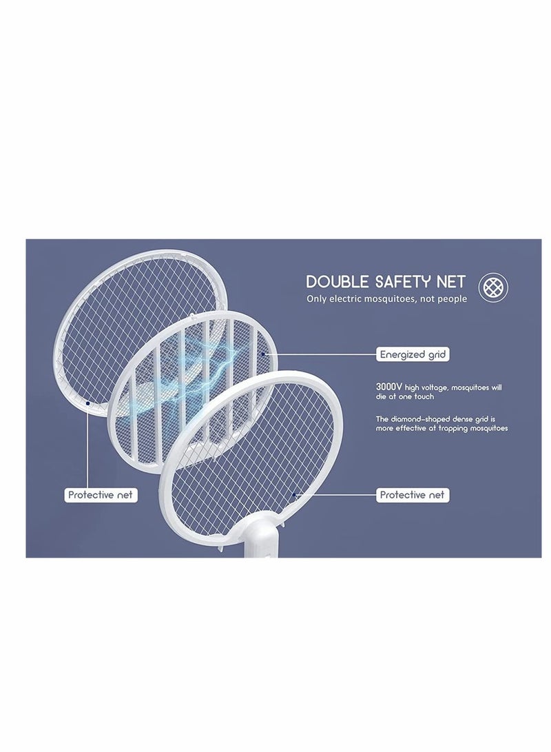 High Voltage Electric Fly Swatter with LED Light Foldable Mosquito Zapper 3000V Indoor Outdoor Pest Control - Image 1
