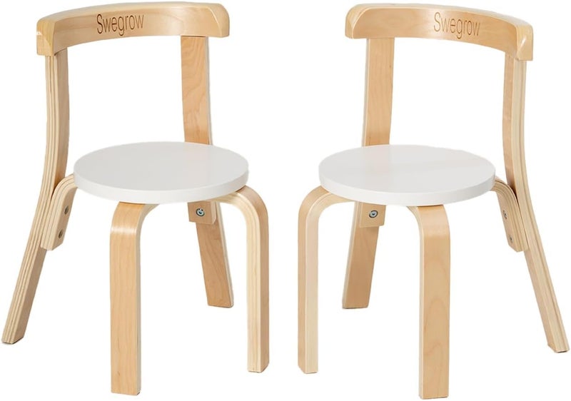 Swegrow Wooden Kids Chair, Toddler Chair for Table, Kids Stackable Chairs, Kid Wooden Furniture for Family/Playroom/Classroomï¼ˆSet of 2-Whiteï¼‰ - Image 1