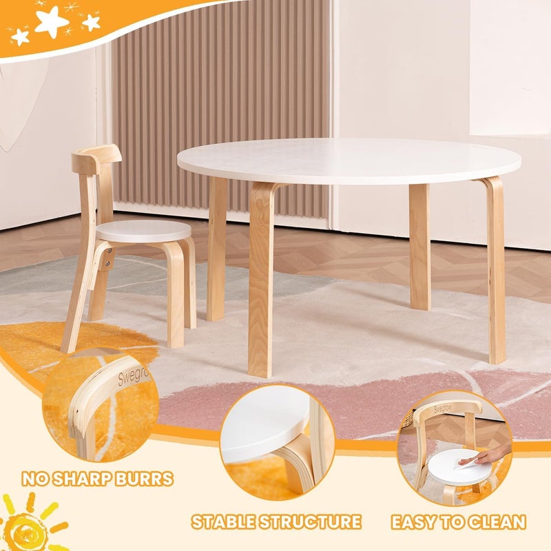 Swegrow Wooden Kids Chair, Toddler Chair for Table, Kids Stackable Chairs, Kid Wooden Furniture for Family/Playroom/Classroomï¼ˆSet of 2-Whiteï¼‰ - Image 4
