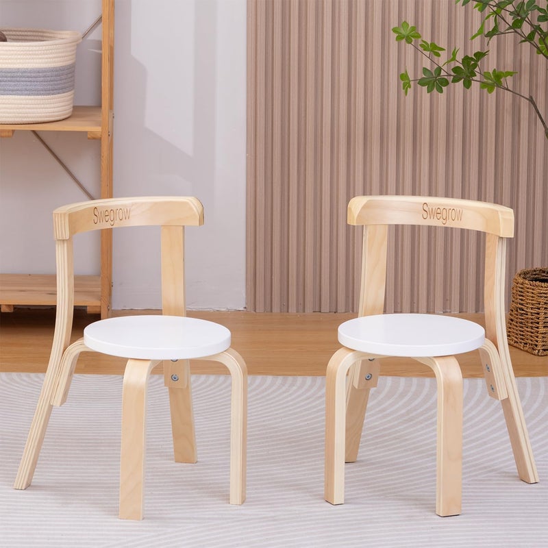 Swegrow Wooden Kids Chair, Toddler Chair for Table, Kids Stackable Chairs, Kid Wooden Furniture for Family/Playroom/Classroomï¼ˆSet of 2-Whiteï¼‰ - Image 2