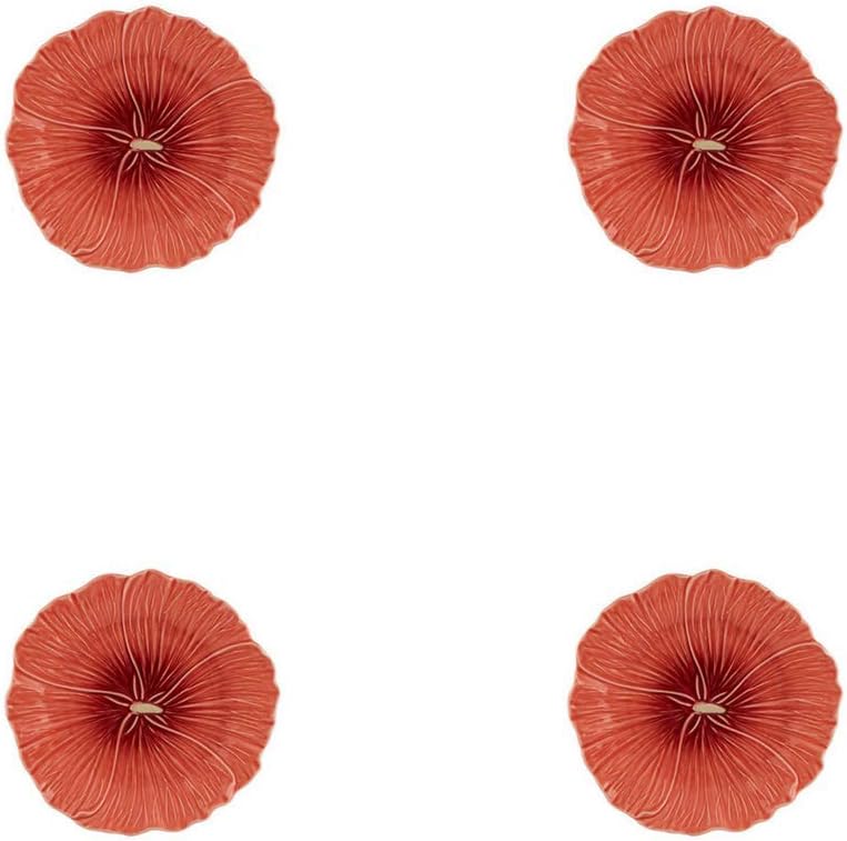 Bordallo Pinheiro Bordallo Pinheiro Maria Flor Dessert Plate Hollyhock  Set of 4  - Image 1