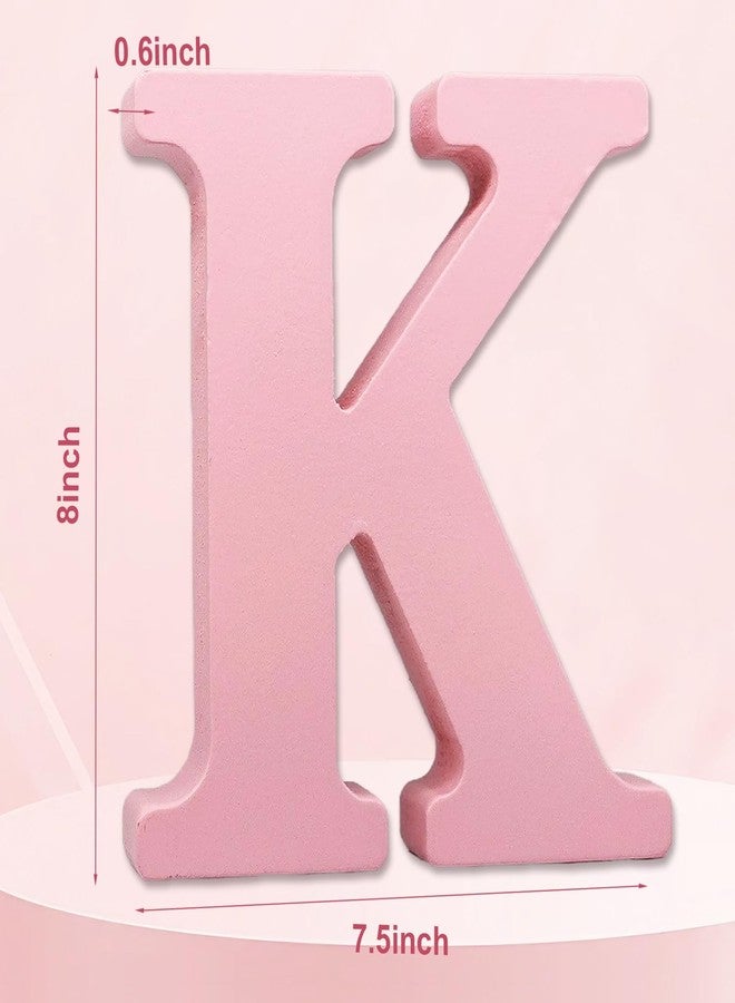 AOCEAN 8 Inch Pink Wood Letters Unfinished Wood Letters for Wall Decor Decorative Standing Letters Slices Sign Board Decoration for Craft Home Party Projects (K) - Image 2
