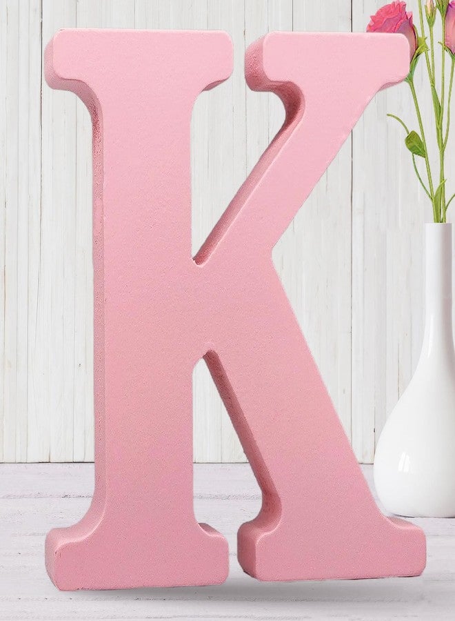 AOCEAN 8 Inch Pink Wood Letters Unfinished Wood Letters for Wall Decor Decorative Standing Letters Slices Sign Board Decoration for Craft Home Party Projects (K) - Image 1
