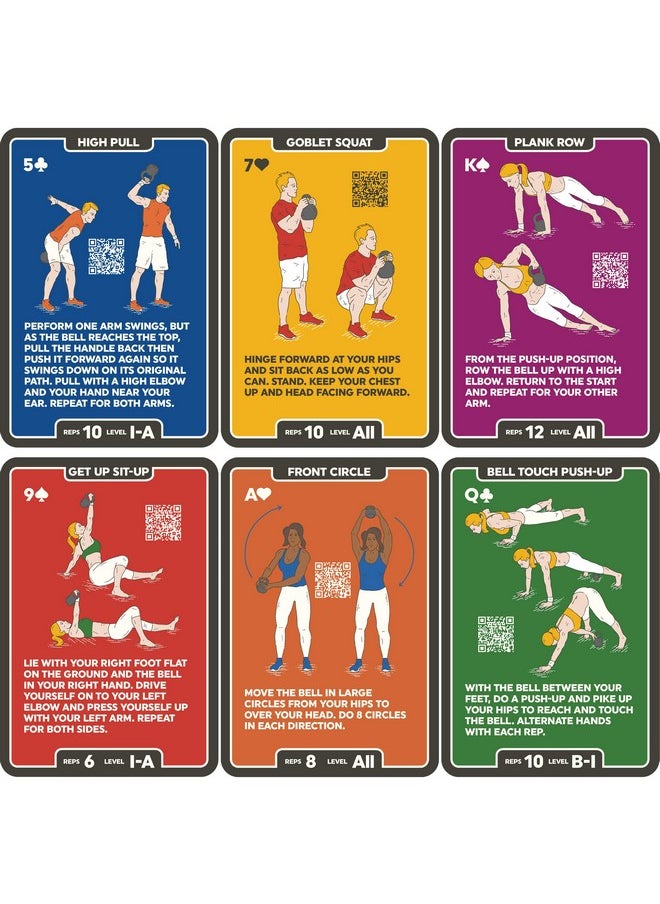 Stack 52 Stack 52 Kettlebell Exercise Cards. Workout Playing Card Game. Video Instructions Included. Learn Kettle Bell Moves and Conditioning Drills. Home Fitness Training Program. (2019 Updated Deck)  - Image 3
