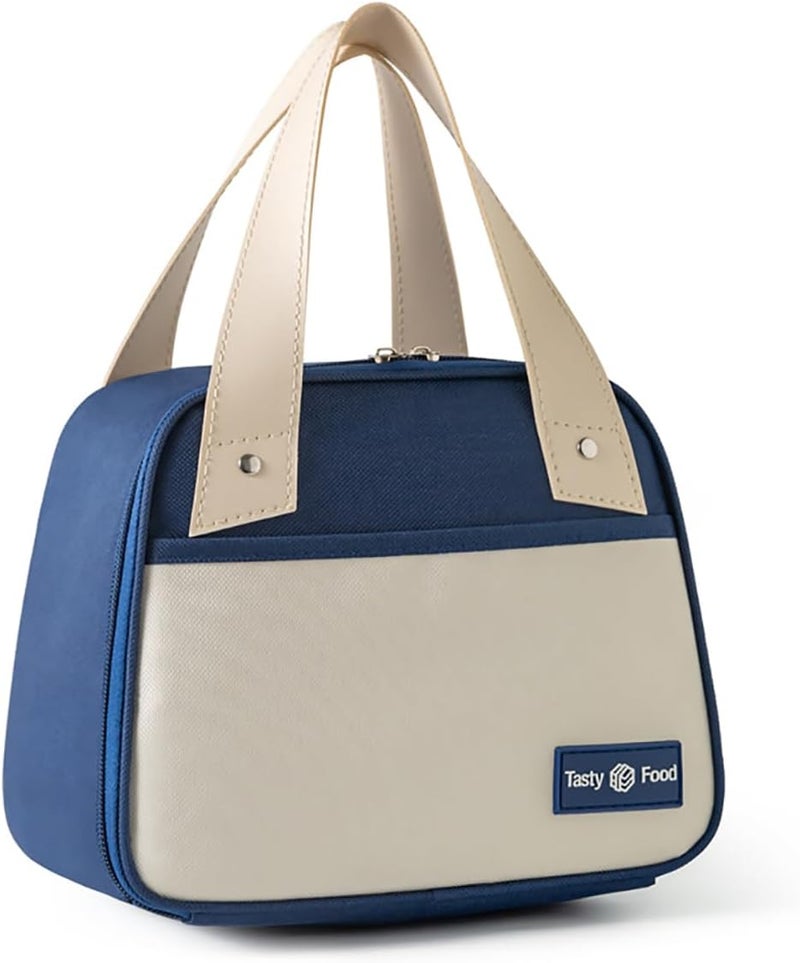 Clesante Insulated Lunch Bag for Men Women and Kids, Waterproof Thermal Insulated Lunch Box Carrier, Reusable Portable Lunch Tote for School Work Office (Navy blue) - Image 1