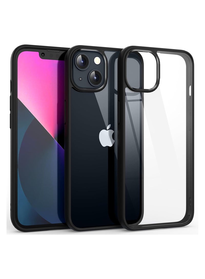 Compatible with iPhone 13/14 Case, Shockproof Strong Protective yet Translucent Hard PC Back with TPU Edge, Non-Slip Slim Case for iPhone 13 6.1 Inch-Black - Image 1