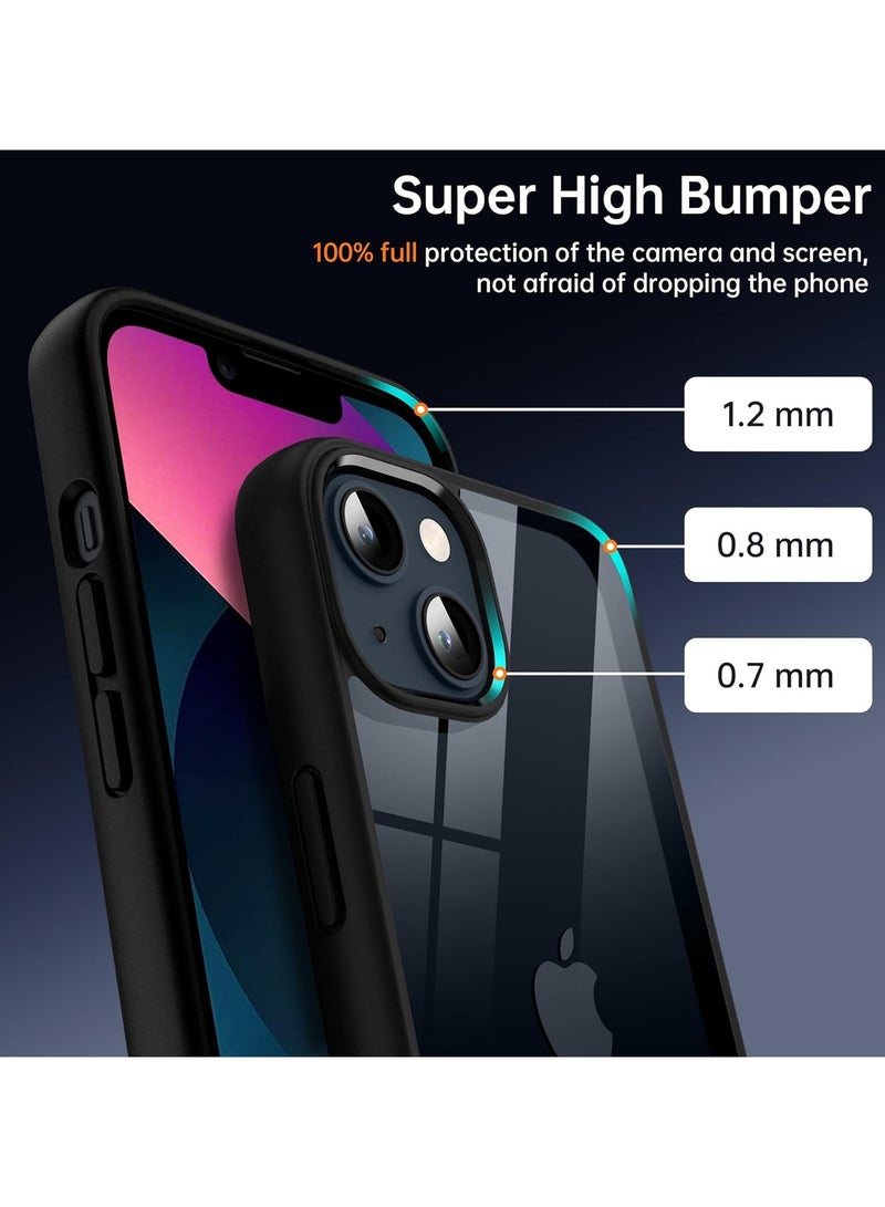 Compatible with iPhone 13/14 Case, Shockproof Strong Protective yet Translucent Hard PC Back with TPU Edge, Non-Slip Slim Case for iPhone 13 6.1 Inch-Black - Image 2