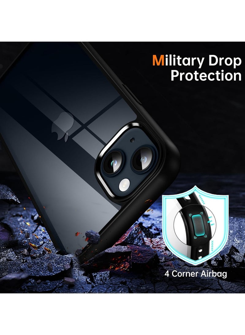 Compatible with iPhone 13/14 Case, Shockproof Strong Protective yet Translucent Hard PC Back with TPU Edge, Non-Slip Slim Case for iPhone 13 6.1 Inch-Black - Image 3