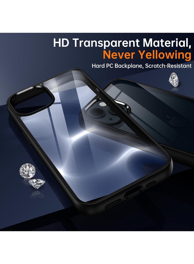 Compatible with iPhone 13/14 Case, Shockproof Strong Protective yet Translucent Hard PC Back with TPU Edge, Non-Slip Slim Case for iPhone 13 6.1 Inch-Black - Image 4