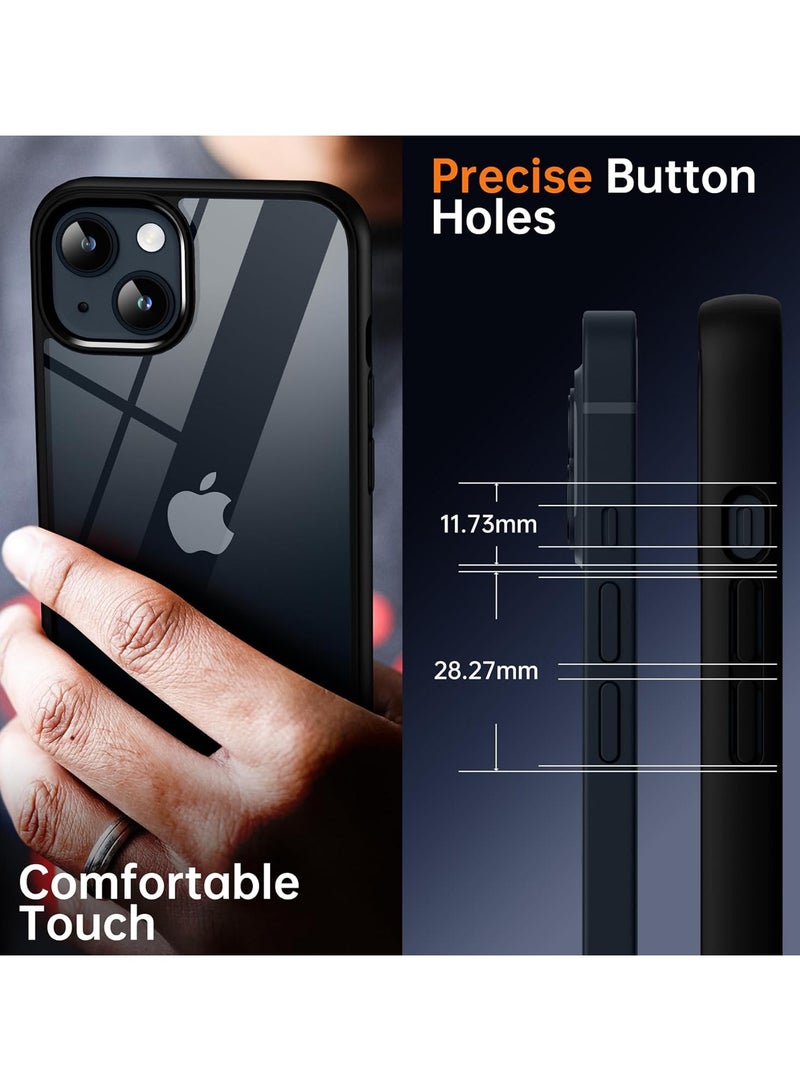Compatible with iPhone 13/14 Case, Shockproof Strong Protective yet Translucent Hard PC Back with TPU Edge, Non-Slip Slim Case for iPhone 13 6.1 Inch-Black - Image 5