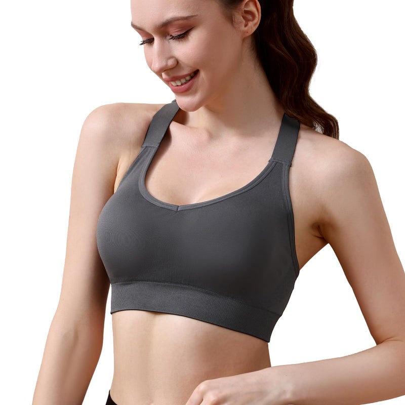 Double Couple Sports Bras for Women Adjustable Medium Impact Racerback Padded Sports Bra for Yoga Gym Fitness Workout - Image 3