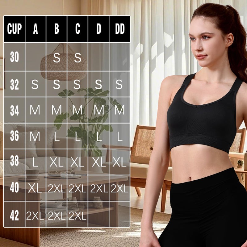 Double Couple Sports Bras for Women Adjustable Medium Impact Racerback Padded Sports Bra for Yoga Gym Fitness Workout - Image 2