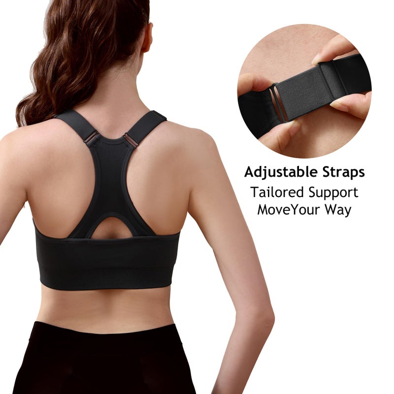 Double Couple Sports Bras for Women Adjustable Medium Impact Racerback Padded Sports Bra for Yoga Gym Fitness Workout - Image 5