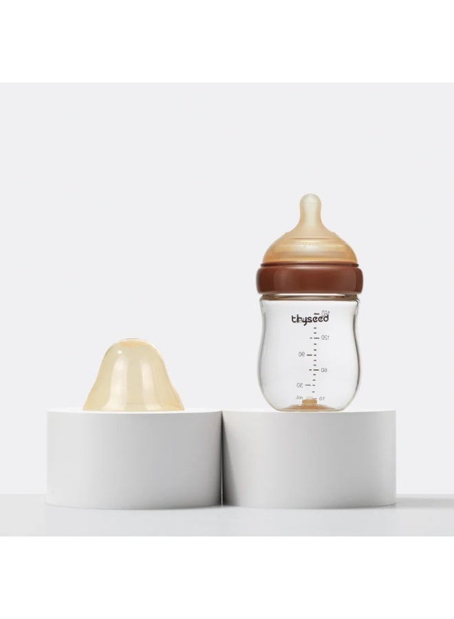 Thyseed Anti-Colic Glass Baby Bottle for Breastfed Infants, Paced Feeding, Breast-Like Newborn Extra Slow Flow Nipple (0m+), 5 oz, 1 Pack - Image 3