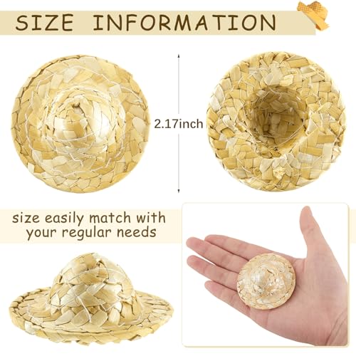 Chalyna 24 Pieces Mini Straw Hats for Crafts 21 Inch Mini Sombrero Tiny Dollhouse Miniature Straw Hats for Dolls Small Cowboy DIY Decorations Jewelry Accessories24 Pieces - Image 5