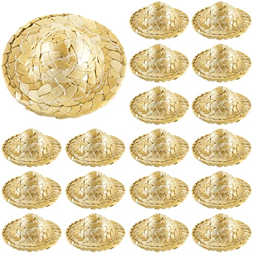 Chalyna 24 Pieces Mini Straw Hats for Crafts 21 Inch Mini Sombrero Tiny Dollhouse Miniature Straw Hats for Dolls Small Cowboy DIY Decorations Jewelry Accessories24 Pieces - Image 1