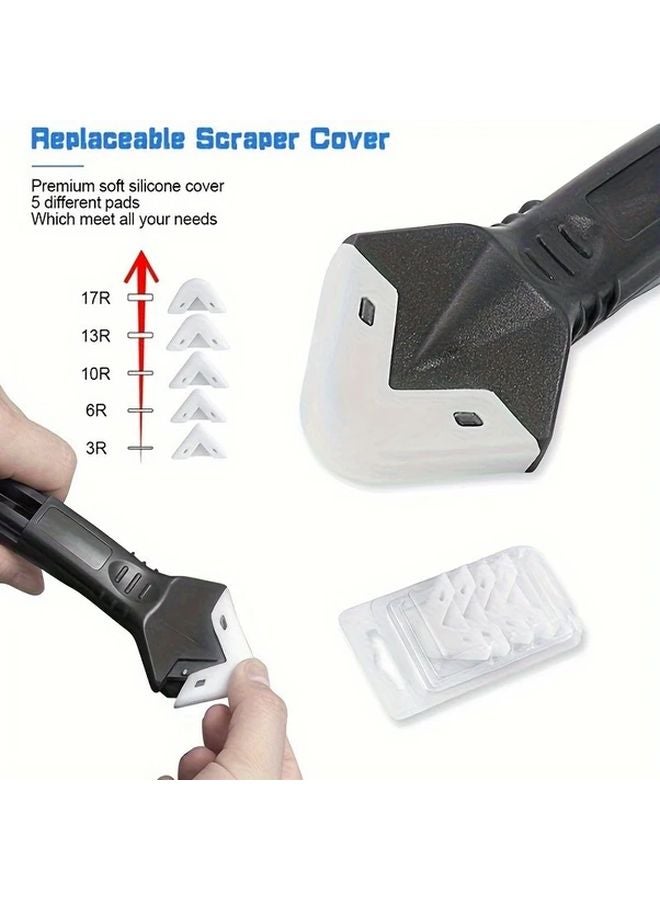 Black 3 In 1 Silicone Caulking Tool Set With Stainless Steel Tip Sealant Cleaner Paste Plate - Image 4