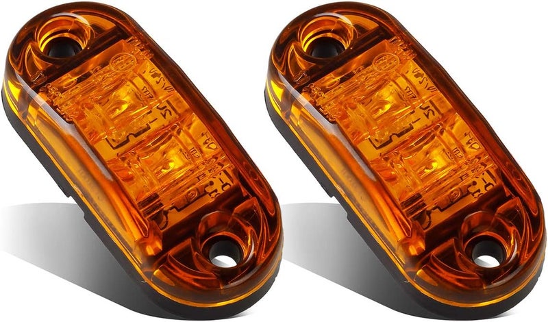 Partsam 2x Oval 2.5" Trailer Truck Amber Led Side Marker Lights Lamps 2 Diodes Surface Mount, Boat Marine LED Courtesy Lights, 2.5 Inch Trailer led clearance and side marker lights - Image 1