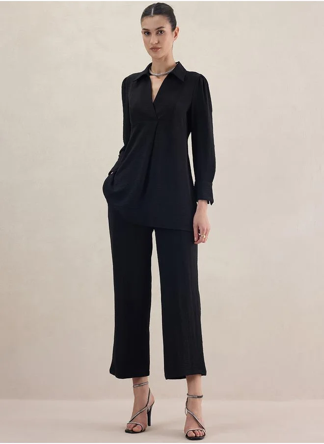Femmella Yoke Detail Longline Top & Pants Co-Ords by Styli