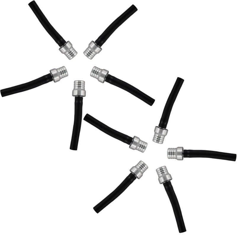 PRO BAT 10 Pack One Way ATV Dirt Bike Fuel Tank Cap Gas Cap Tube Vent Breather for PW50 PW80 TW200 CRF XR CR Dirt Bike All Quads Off-Road Motorcycle, Black&Silver