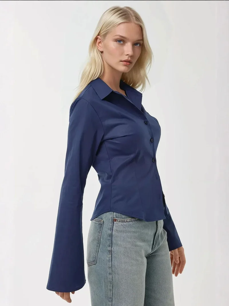 هيكاب قميص بأكمام طويلة بقصة ضيقة