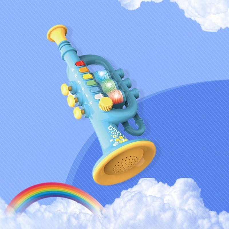 klarako toy for kids Musical Instrument Trumpet/Saxophone/Clarinet with Color Coded Keys for Boys and Girl Ages 3 and Up , Trumpet Blue - Image 5