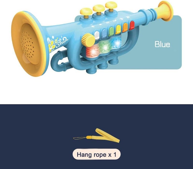 klarako toy for kids Musical Instrument Trumpet/Saxophone/Clarinet with Color Coded Keys for Boys and Girl Ages 3 and Up , Trumpet Blue - Image 3